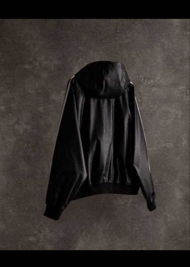 ADRER ラインスリーブトラックジップ パーカー レザー合皮ジャケット 1 S