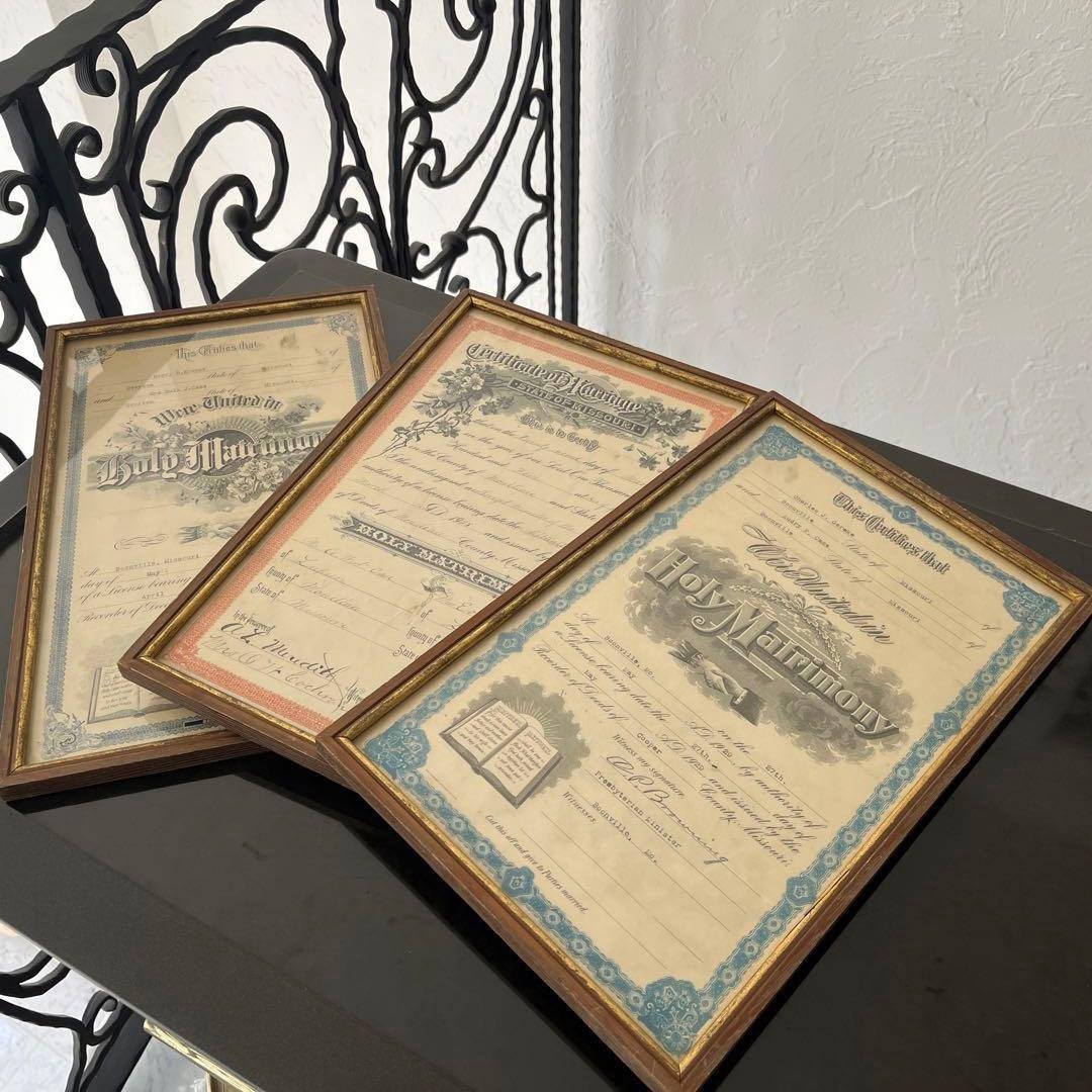 【アンティーク】1905, 1920, 1929年のオリジナル•サティフィケート