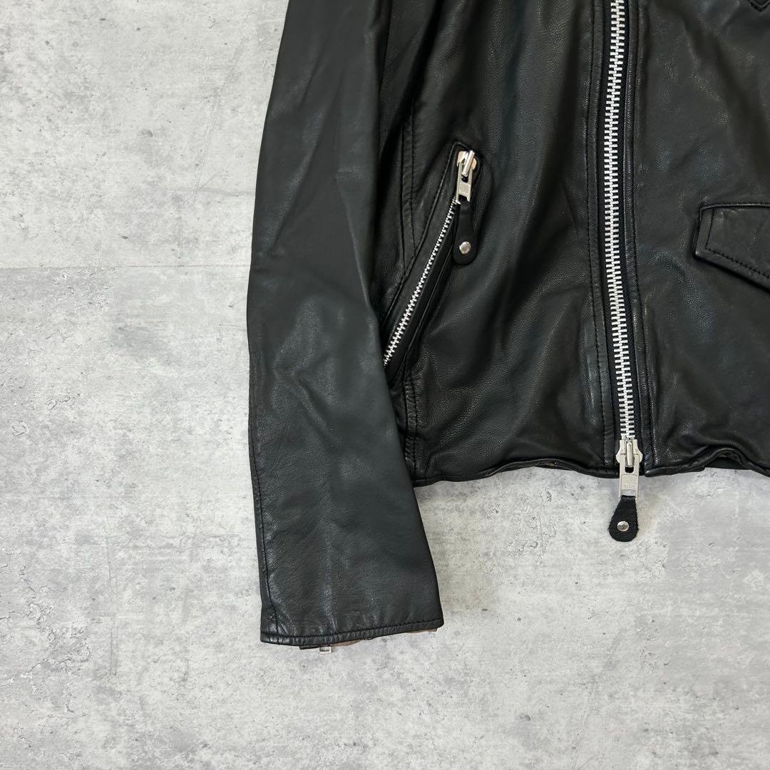 AWESOME LEATHER ゴートレザー　ライダースジャケット ブラック