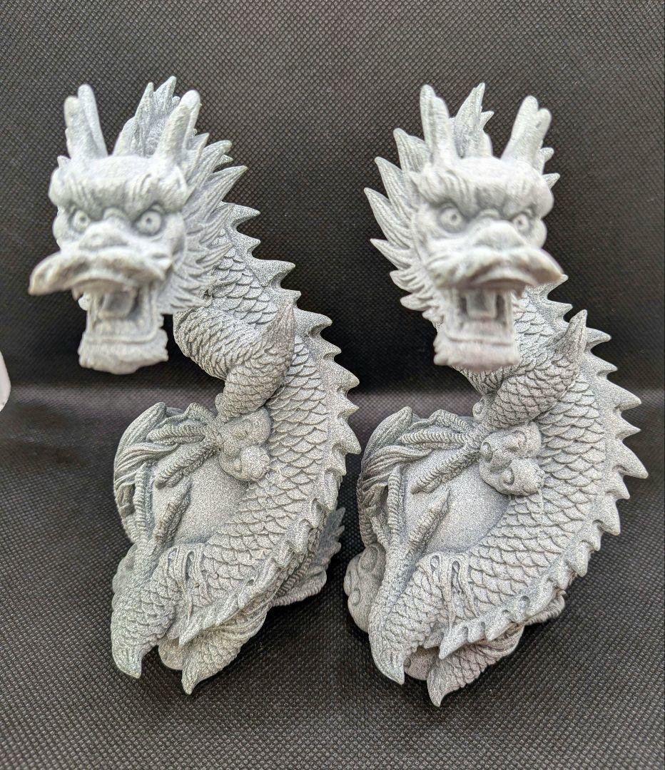 新入荷✨️ペア龍♡２体セット　龍の置物　青石彫刻　ドラゴン　縁起物　幸運　風水