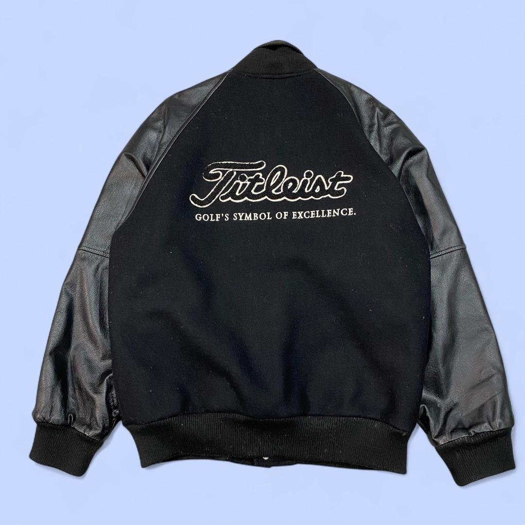タイトリスト 本革 レザー スタジャン ブルゾン ジャケット M ブラック
