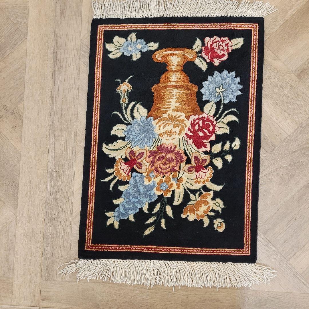 30x40cmクム・絹じゅうたん(039）ラグ玄関マット・タペストリー・ギャッベ