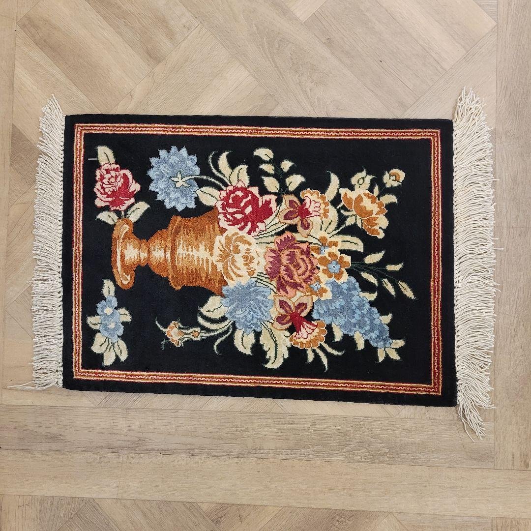 30x40cmクム・絹じゅうたん(039）ラグ玄関マット・タペストリー・ギャッベ