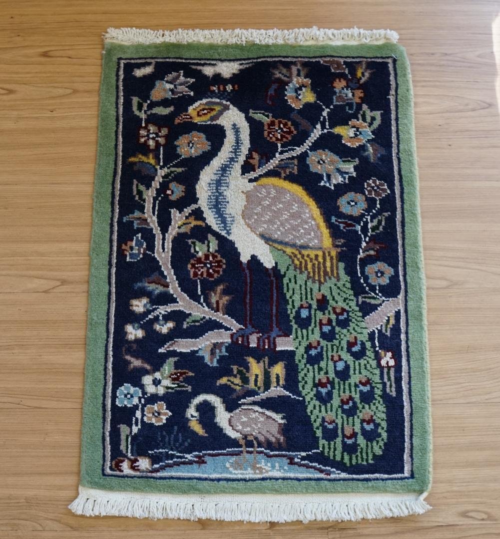 パキスタン手織りミニラグ 62×44cm ウール＆シルク ペルシヤ