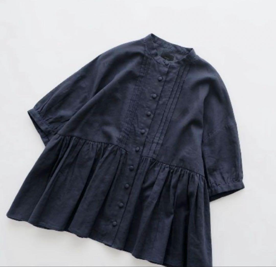 オオカミとフクロウ　フクロウと月の音のアナベル　ブラウス　ネイビー