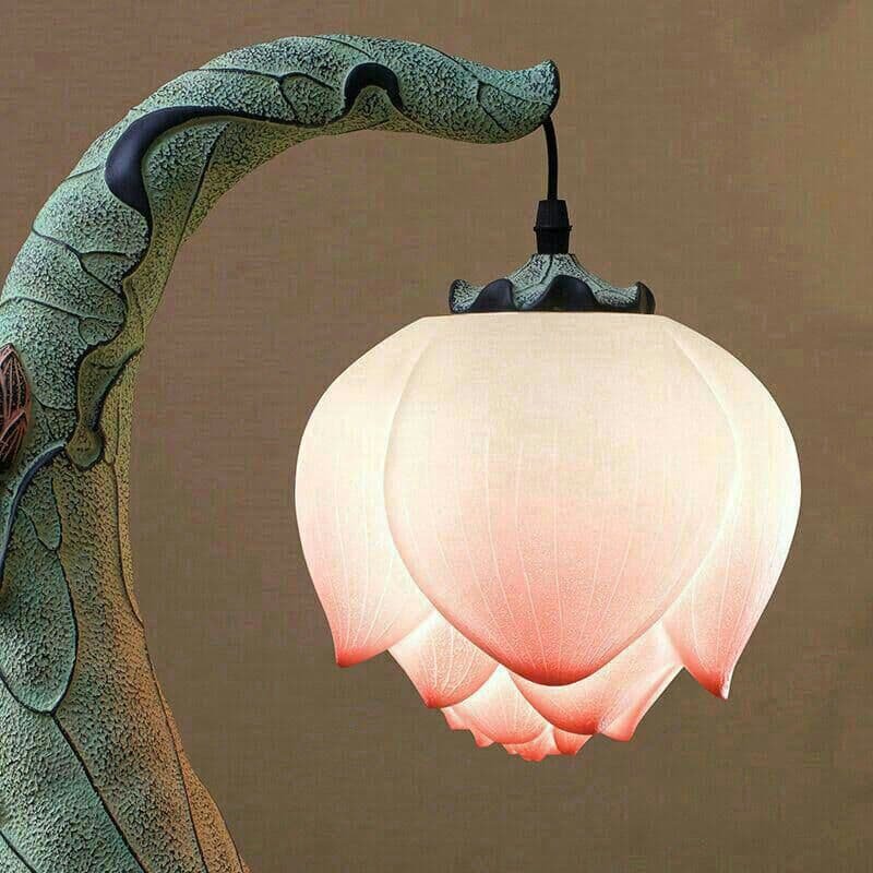 中華風電気スタンド リビングルーム寝室ベッドサイドランプ ロータス光/*/