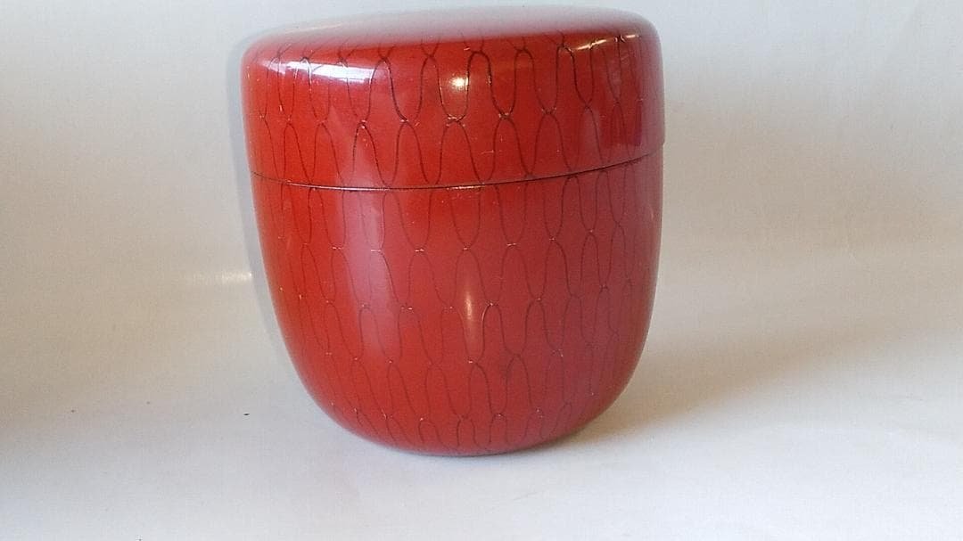 山中塗 蒔絵師 高橋峯房 作 黒網目 中棗 漆器 茶器 茶道具 棗 共箱 美品