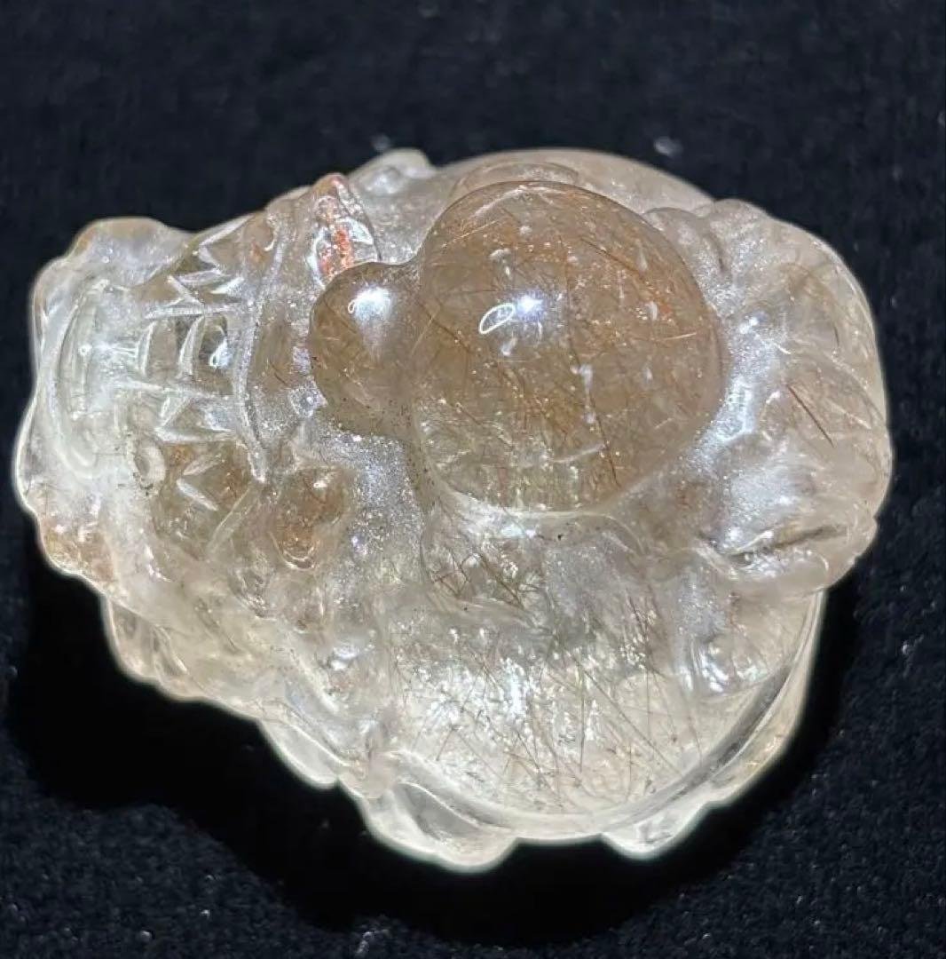 【金・財運アップ】虹入！レッドルチルロングイ⭐️背中に亀R202