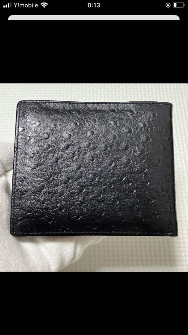 未使用YVES SAINT LAURENT レザー二つ折り財布　オーストリッチ