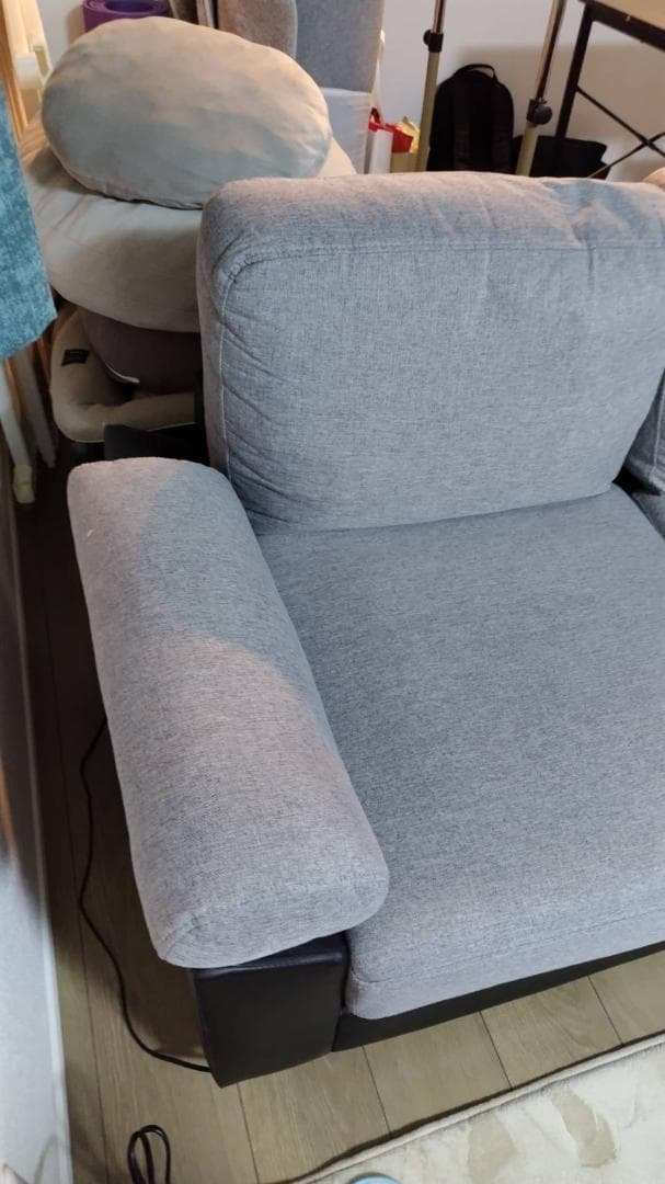 ニトリ 5人掛け コーナーカウチソファ PVC×布張りタイプ（GY/BK）美品