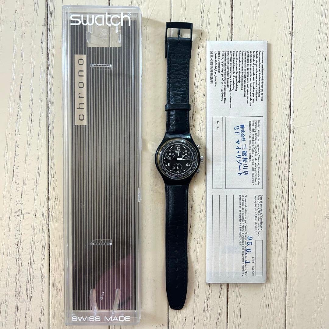 「激レア」 SWATCH レザーベルト 1995年 美品 スイス製 防水