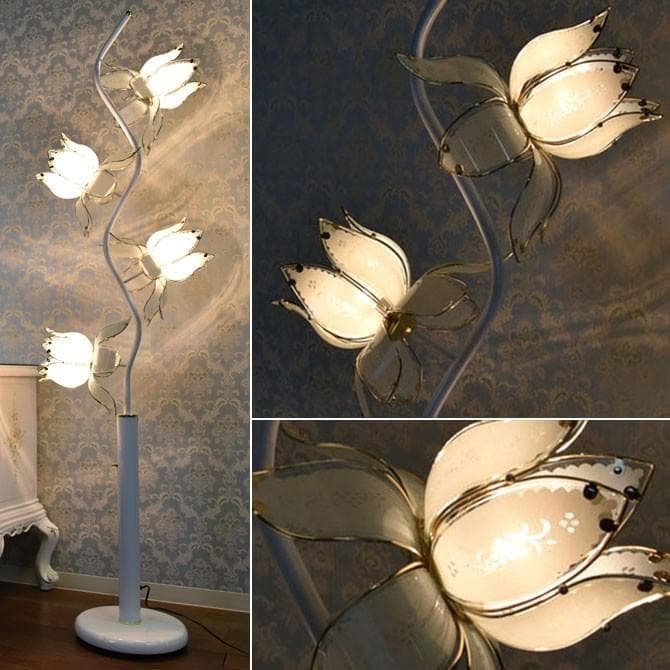 フロアランプ 硝子フラワー 4灯 ホワイト