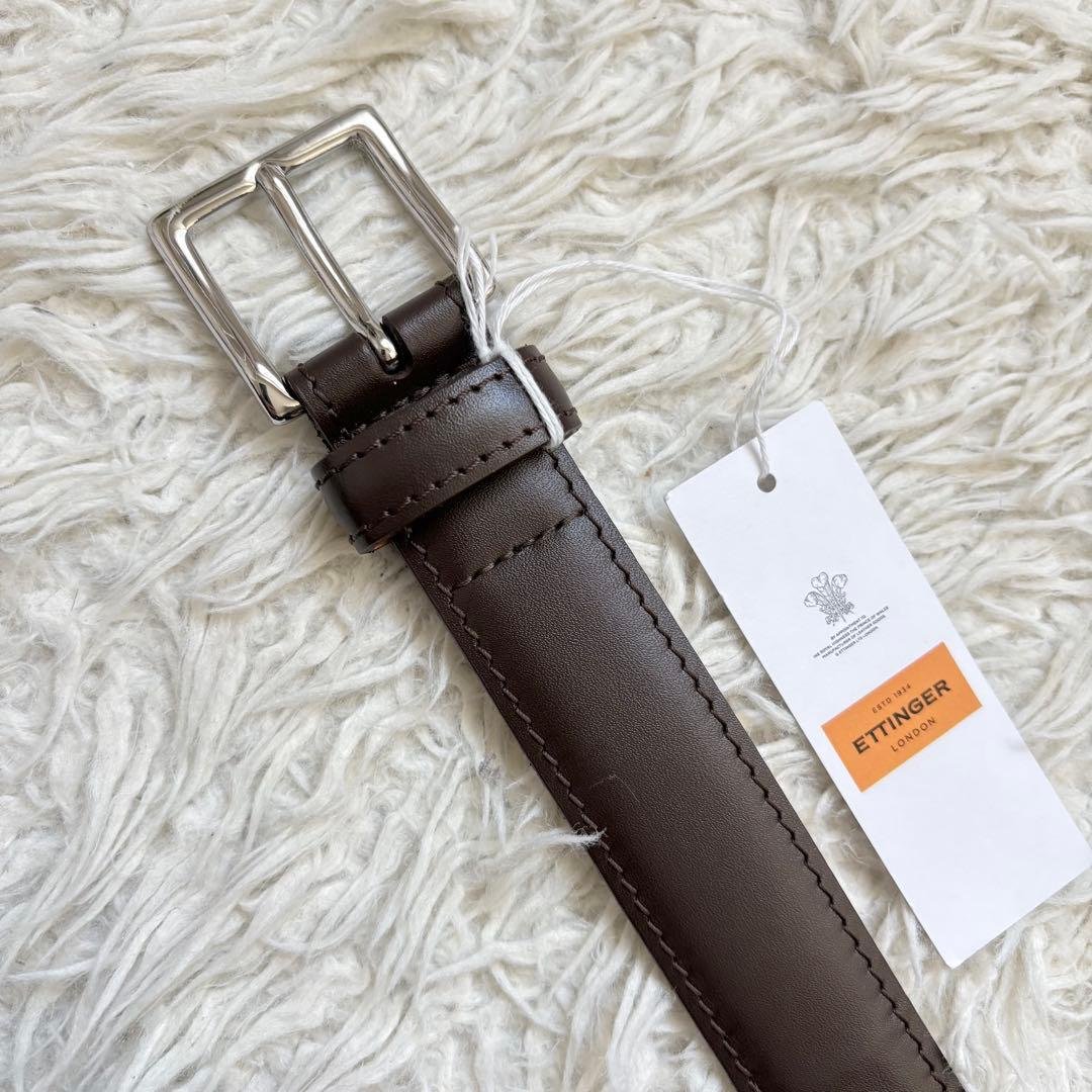 未使用タグ付き　エッティンガー　90 本革レザーベルト　ダークブラウン　メンズ