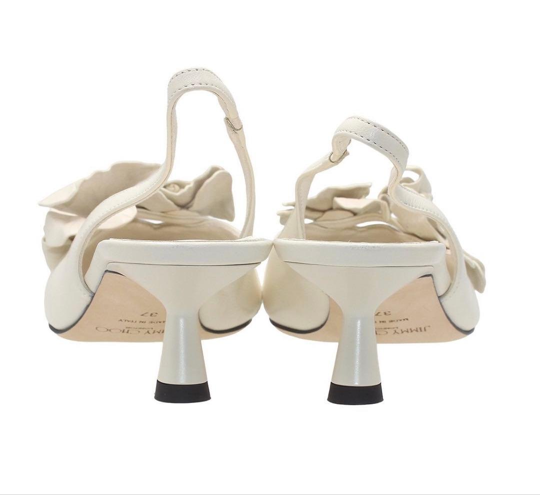 S2088 未使用 ジミーチュウ Amita フラワー レザー パンプス