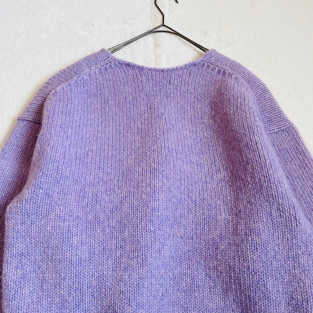 かぐれ　カーブスリーブVネックニット　むらさき　ラベンダー