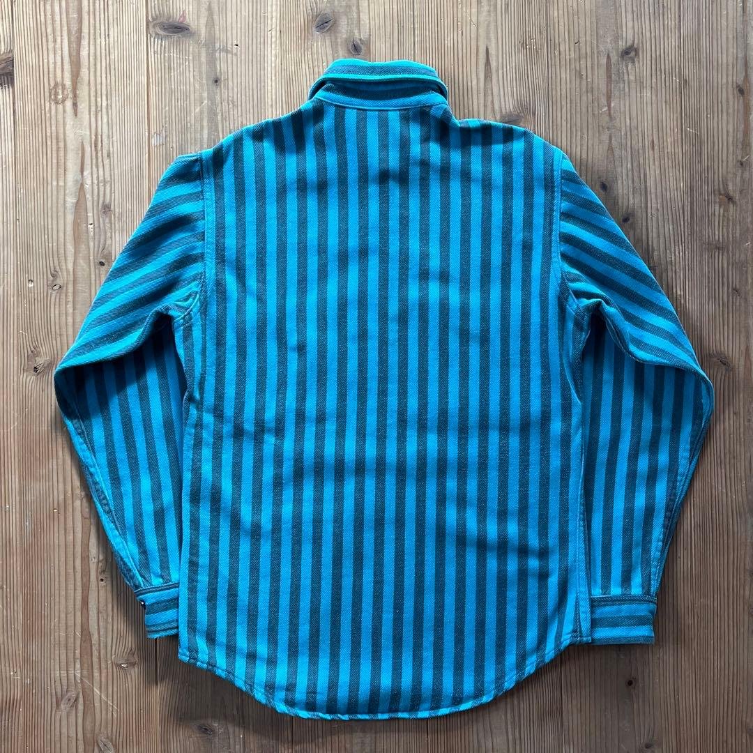 80s BIGMAC St. John's Bayストライプ ネルシャツ 青黒